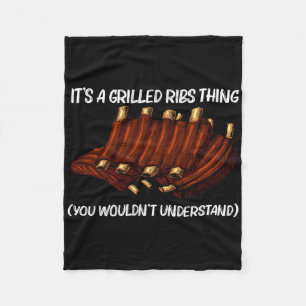 Funny Grilled Ribs For Men Women Bbq Grilling Gril Fleece Blanket