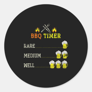 Funny Grilling Bbq Chef Beer Drinking Smoked Steak Classic Round Sticker