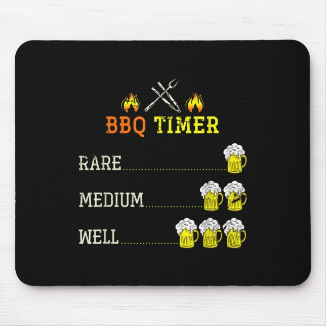 Funny Grilling Bbq Chef Beer Drinking Smoked Steak Mouse Pad (Front)