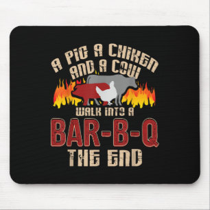 Funny Grilling Bbq Shirt Pig Chicken Cow Bbq Lover Mouse Pad