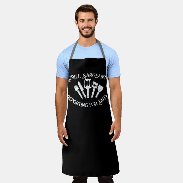 Funny Grilling Gift for Men – Grill Sargeant Apron (Worn)