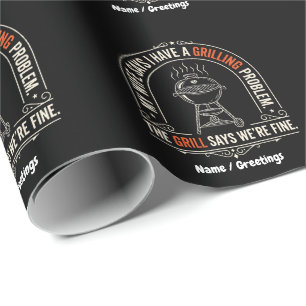 Funny Grilling Problem BBQ Humour Grill Master Gif Wrapping Paper