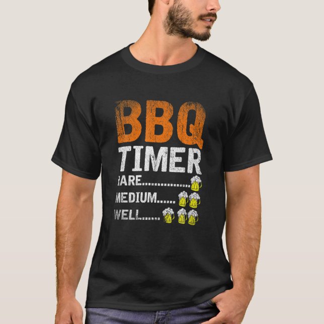 Funny Grillmaster Gift BBQ Timer Rare Medium Well T-Shirt (Front)