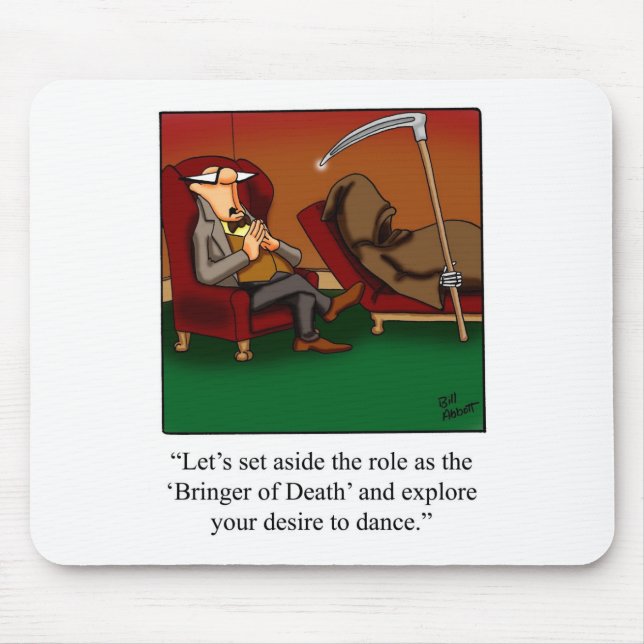 Funny Grim Reaper Dance Cartoon Mouse Pad (Front)