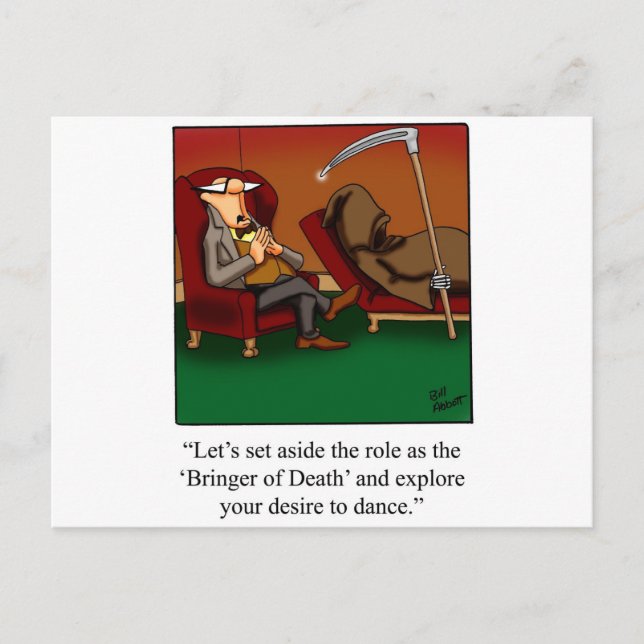 Funny Grim Reaper Dance Cartoon Postcard (Front)