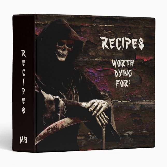 Funny Grim Reaper Recipe Binder (Front/Spine)