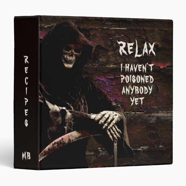 Funny Grim Reaper Recipe Binder (Front/Spine)