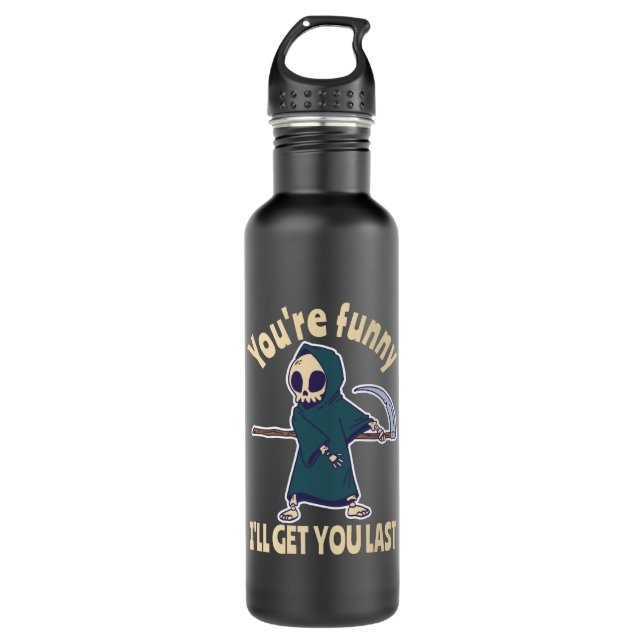 Funny Grim Reaper Skeleton Halloween Costume 710 Ml Water Bottle (Front)