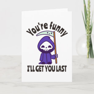 Funny Grim Reaper Skeleton Halloween Costume Card
