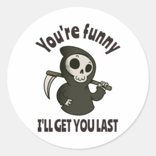 Funny Grim Reaper Skeleton Halloween Costume Classic Round Sticker