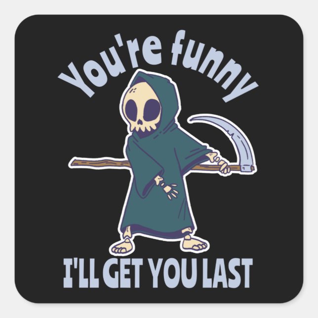 Funny Grim Reaper Skeleton Halloween Costume Square Sticker (Front)