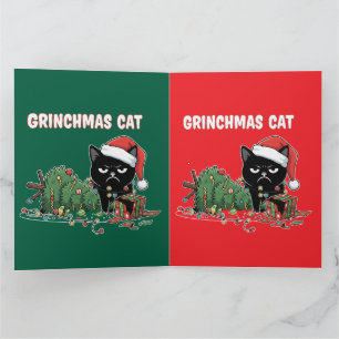 Funny Grinchmas Cat   Grumpy Black Cat Christmas  Card