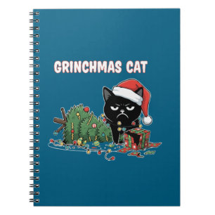Funny Grinchmas Cat Grumpy Black Cat Christmas Notebook