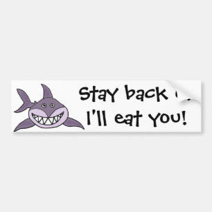 Funny Grinning Grey Shark Cartoon Bumper Sticker