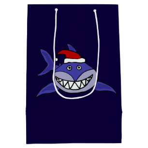 Funny Grinning Shark Christmas Gift Bag