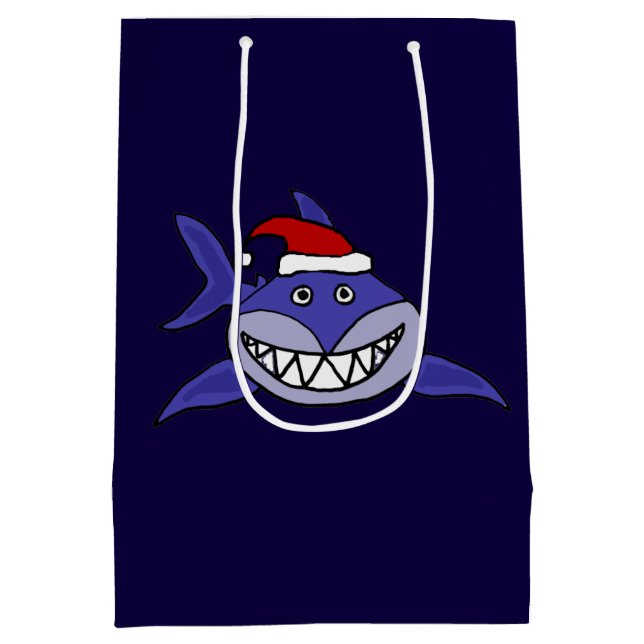 Funny Grinning Shark Christmas Gift Bag (Back)