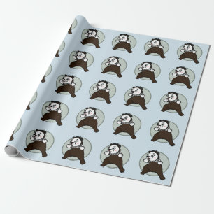 FUNNY GRIZZLY BEAR MIME MATTE WRAPPING PAPER