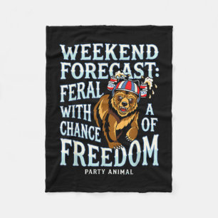 Funny grizzly bear patriotic summer freedom retro fleece blanket