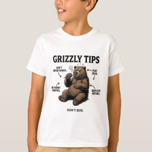 Funny Grizzly Bear Survival Tips Outdoor Humor T-Shirt