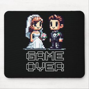 Funny Groom Bride Wedding Bachelor Party Retro Pix Mouse Pad