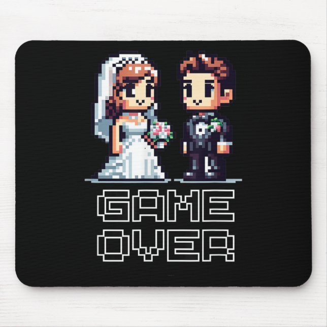 Funny Groom Bride Wedding Bachelor Party Retro Pix Mouse Pad (Front)