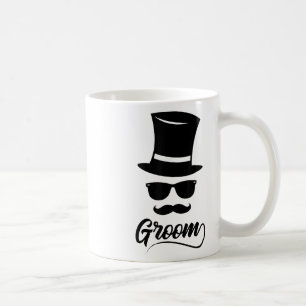 Funny Groom Shirt White For Men Hat And Moustache  Coffee Mug