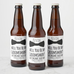 Funny Groomsman Beer Bottle Labels, Groomsman Label