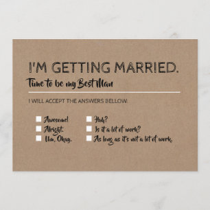 Funny Groomsman Best Man Checklist Proposal Invitation