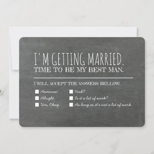 Funny Groomsman Best Man Checklist Proposal Invitation (Front)