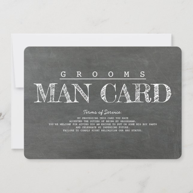 Funny Groomsman or Best Man Proposal Card (Front)