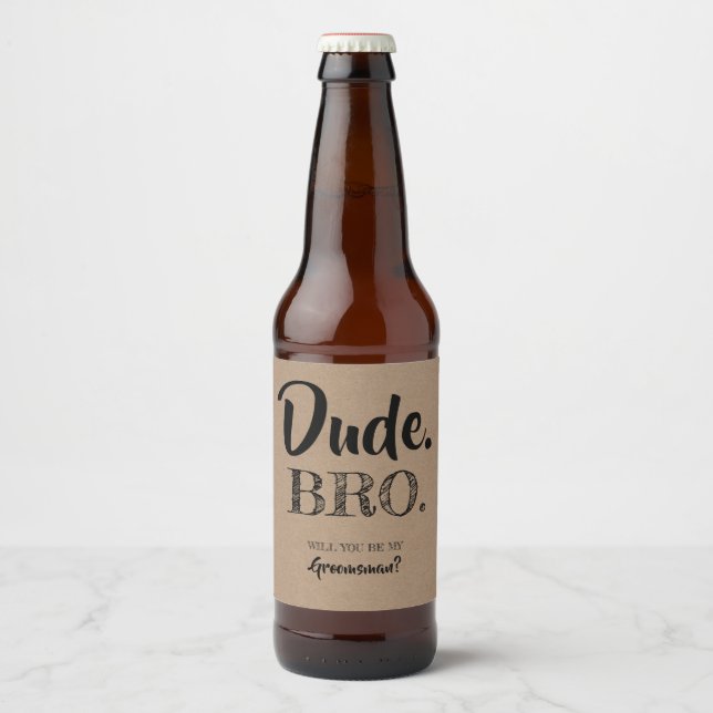 Funny Groomsman Proposal Idea Beer Bottle Label (Front)