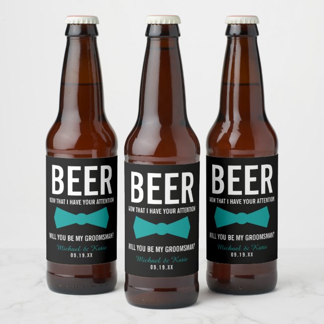 Funny Groomsman Proposal Personalized Beer Bottle Label (Bottles)
