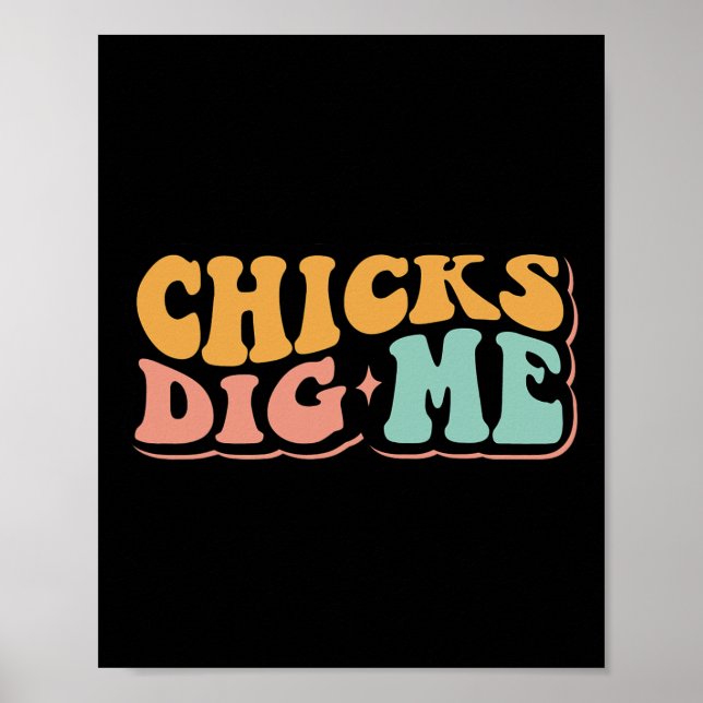 Funny Groovy Chicks Dig Me Happy Easter  Poster (Front)