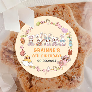 Funny Groovy Easter Birthday Party Classic Round Sticker