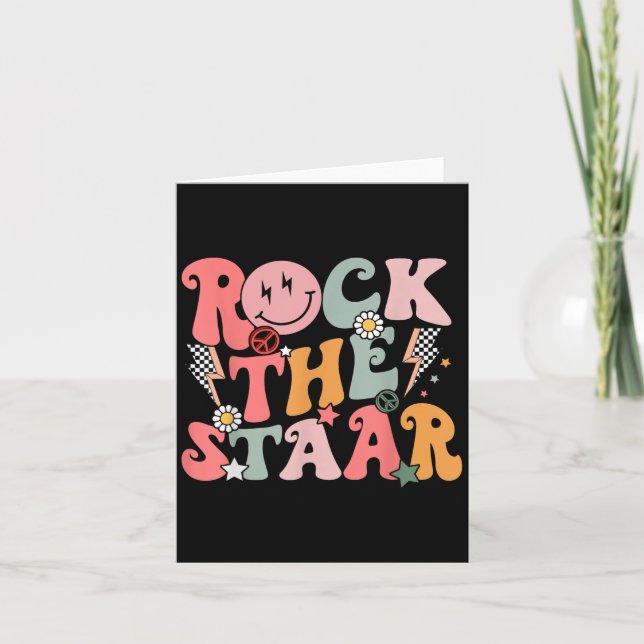 Funny Groovy Testing Day Rock The Staar Motivation Card (Front)