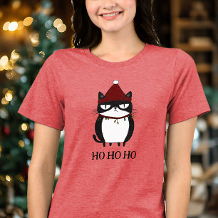 Funny Grouchy Cat Catmas Humour Christmas Tri-Blend Shirt