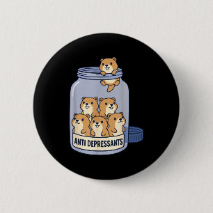 Funny Ground Hog Anti Depressant Jar Zoo Boys Girl 2 Inch Round Button