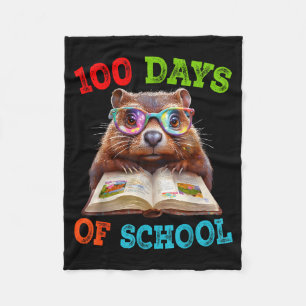 Funny Groundhog 100th Day Of School Teacher Ground Fleece Blanket
