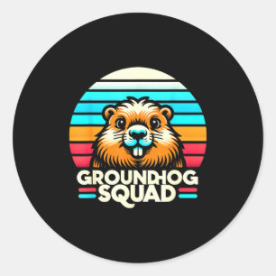 Funny Groundhog Day 2025 Vintage Retro Ground Hog Classic Round Sticker