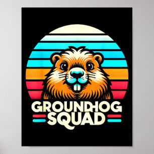 Funny Groundhog Day 2025 Vintage Retro Ground Hog  Poster