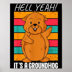 Funny Groundhog Day Cartoon Anime Novelty Graphic  Poster