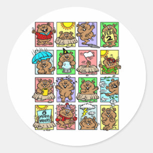 Funny Groundhog Day Cartoons Classic Round Sticker