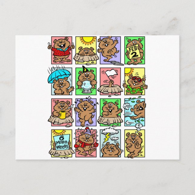 Funny Groundhog Day Cartoons Postcard (Front)