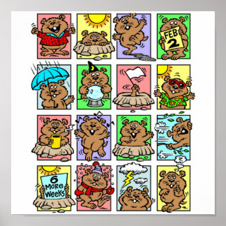 Funny Groundhog Day Cartoons Poster