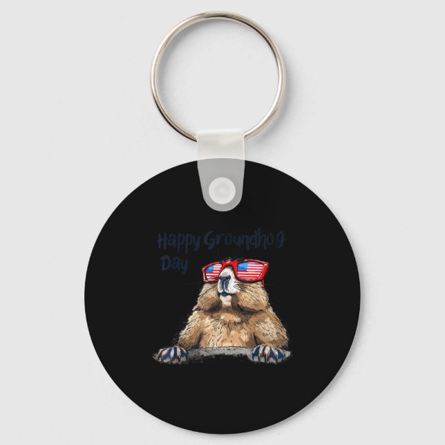 Funny Groundhog Day Decorations 2025 Groundhog Day Keychain (Front)
