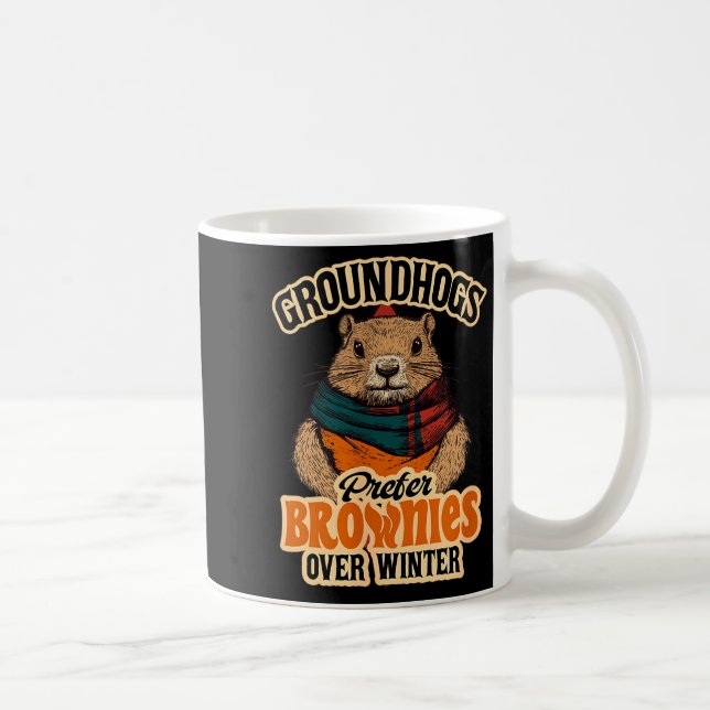 Funny Groundhog Day Groundhogs Prefer Brownies Ove Coffee Mug (Right)