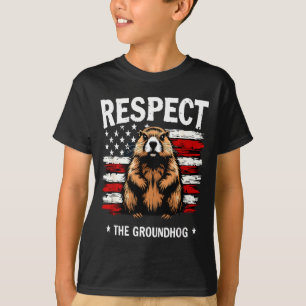 Funny Groundhog Day, Respect The Groundhog Usa Vin T-Shirt