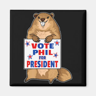 Funny Groundhog Day Shirt - Patriotic Graphic Art Magnet
