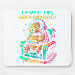 Funny Groundhog Gamer Graphic Men Boys Teens Video Mouse Pad