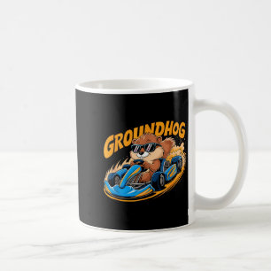 Funny Groundhog Go-kart Racing Happy Groundhog Day Coffee Mug